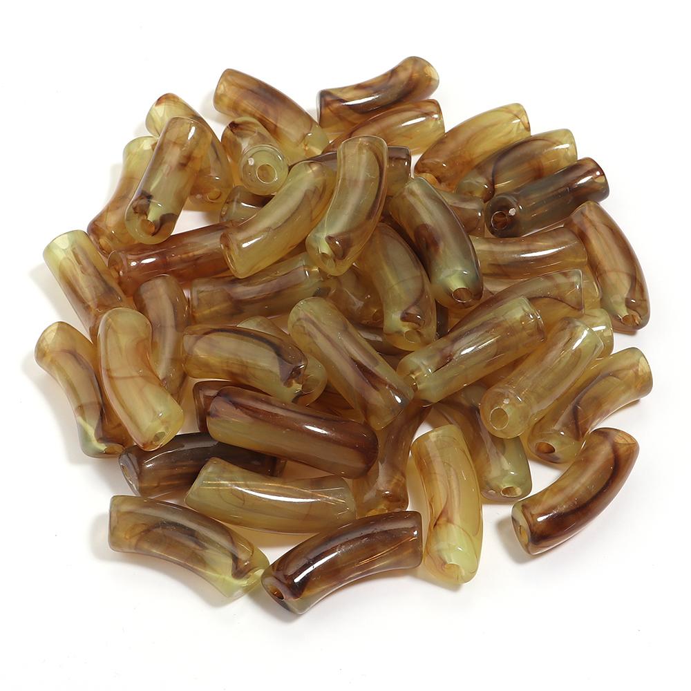 20pcs 35x11mm Acrylic Curved Tube Beads Dual Color Loose Beads For Jewelry Making DIY Handmade Necklace Bracelets Accessories