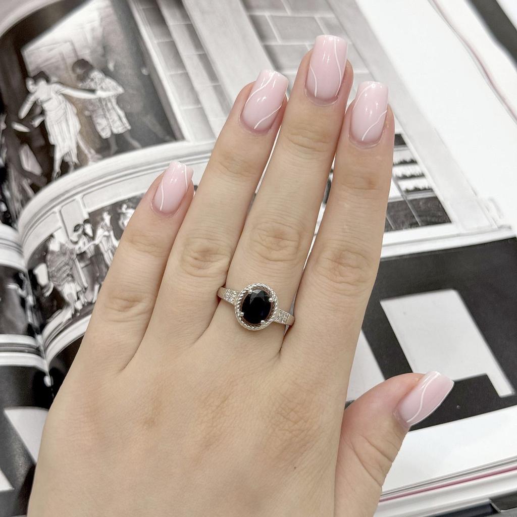 Серебряное кольцо с натуральным сапфиром 2.602ct, фианитами, вес изделия 3,57 гр (2162766)
