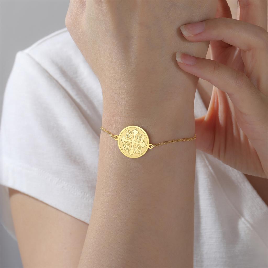 IC XC Punk Cross Seal Bracelets for Women Men Stainless Steel Orthodox Prayer Bracelet Christian Amulet Jewelry Gift