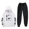 Unisex Anime-Inspired Hooded Sweatshirt Set Winter Thick Cotton Blend Tracksuit Teens Adults