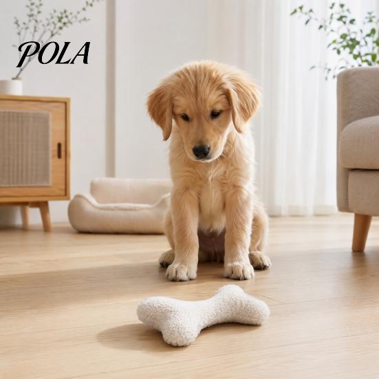 Plush Dog Chew Toy Squeaky Bone Toy, Soft Lamb Wool Chewing with Built-in Sound, Washable Interactive Fetch for Small Medium Dogs, Bite-Resistant
