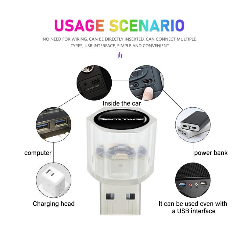 OXXN7 Car Mini USB LED Portable Light Plug Play Ambient Decorative For KIA Sportage Rio Ceed Niro Soul Stonic Proceed Sorento