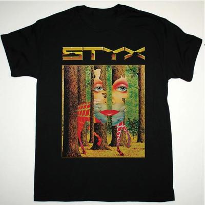 Styx Band T-shirt Black Cotton Unisex Short Sleeve S To
