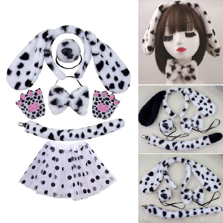 Role Play Dalmatians Costume Ear Headband/Tail Theme Party Stage Dress Up