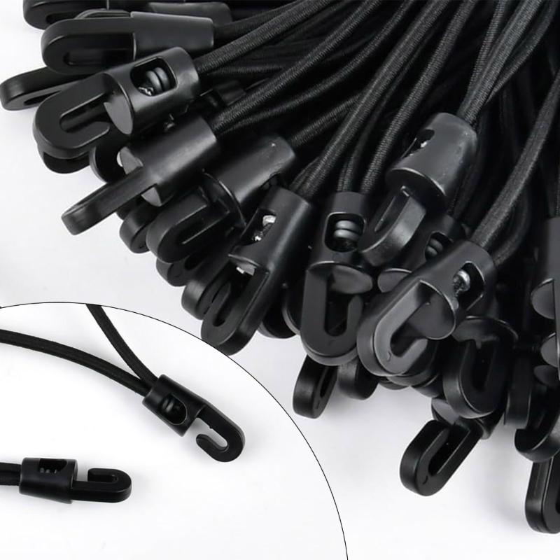 20Pcs Outdoor Tent Storage Elastic Rope Buckle Elastic Bungee Cord with Hook Tarpaulin Tensioner Fastening Straps