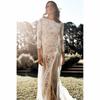 2025 Spring European & American Women's Celebrity Banquet Wedding Dress - Round Neck, Long Sleeve, Printed, Backless Lace