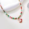 Christmas Themed Bead Necklace Featuring Santa Pendant Festive Color Jewelry For Holiday Gatherings And Outfit Styling