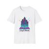 Unisex Softstyle T-Shirt Mens Womens Tees Top Cyberpunk Neon Holographic Cityscape Book Design