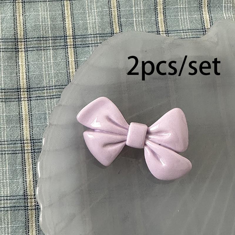 2 Stück/Set Niedliche Neue Schleifen Haarspange Acryl Seitenstift Einfarbig Haarspangen Damen Haaraccessoires