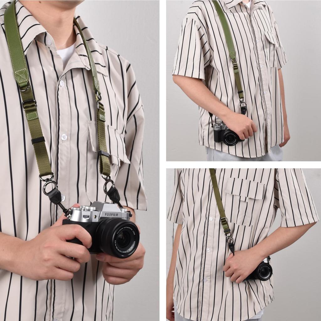 VOVMOEYA Camera Camera Neck Strap with Triangle Ring for and Compatible with Fuji Compact and Mirrorless Digital Total Crossbody or Neck Drop PU