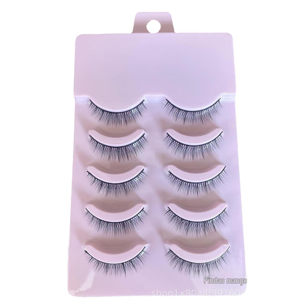Super Natural Thick Black Stem False Eyelashes - One-Piece Whole Strip, Perfect for Beginners & Daily Wear