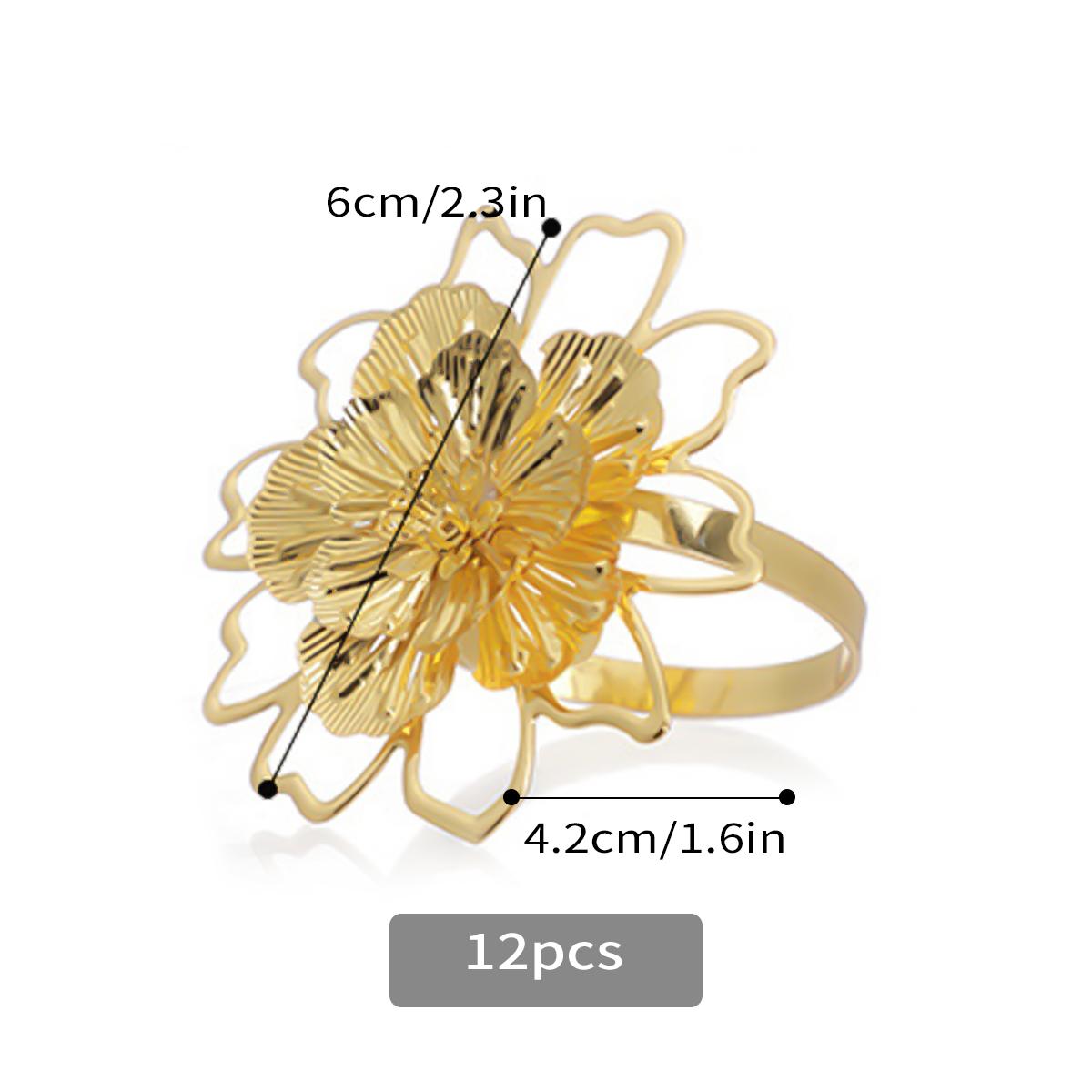 

Набор из 12 золотых колец для салфеток Leeseph, полукруглые металлические держатели для салфеток с пряжками, украшения для новогоднего стола, праздничный ужин