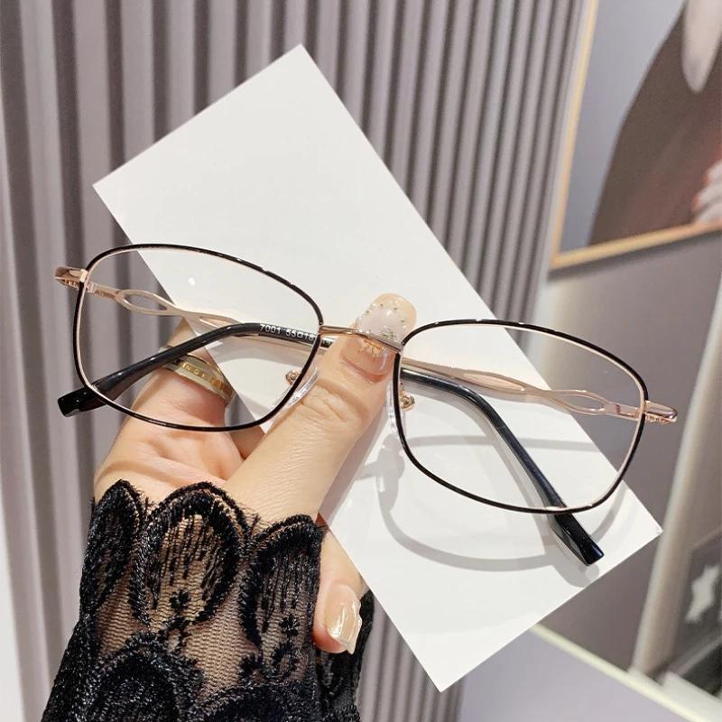 Anti Blue Light Blocking Reading Glasses for Woman Full Metal Frames Eyewear Presbyopia Stylish Exquisite Portable HD Eyeglasses
