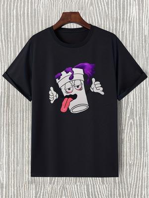 [T-shirt Graphique Cartoon Drôle] T-shirt Tendance avec Imprimé Graphique Cartoon - T-shirt Décontracté pour Homme à Col Rond Drôle Pour l'Été