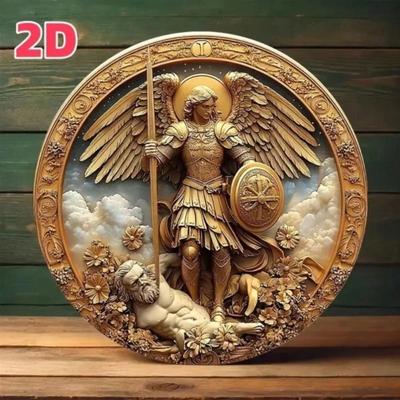 Retro Erzengel Michael Metall Wandkunst Schwert Statue Religiöse Dekoration Geschenk