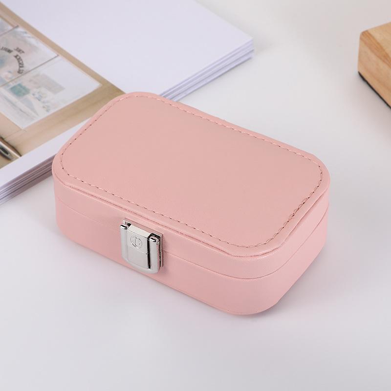 Pastel Double-layer Jewelry Storage Box for Earrings, Rings, and Necklaces - Portable PU Case