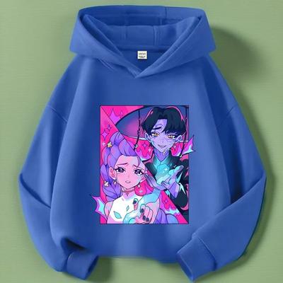 Kpop Demon Hunters Hoodies Girls Boys Long Sleeve Casual Fashionable Cute Colorful Printed Patterns Comfortable Soft Kids Hoodie