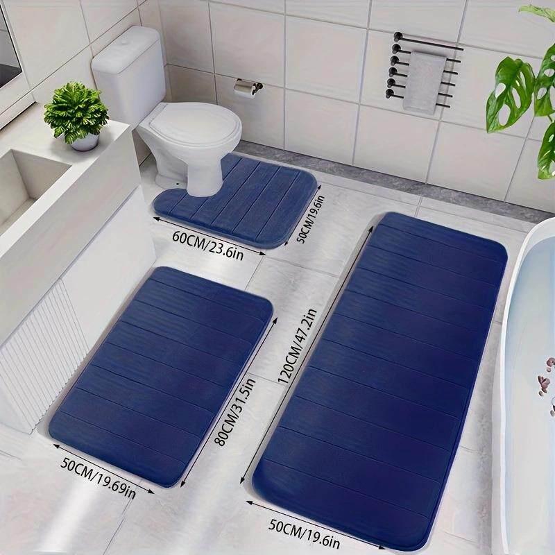 Coral Fleece Absorbent Three-Piece Bathroom Mat Set - Dirt & Wear-Resistant