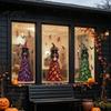 Seasonal Glass Stickers Halloween Witch/Ghost Window Clings, Removable Static Stickers, Waterproof PVC Decals, Fall Festival Ornaments Decorative for