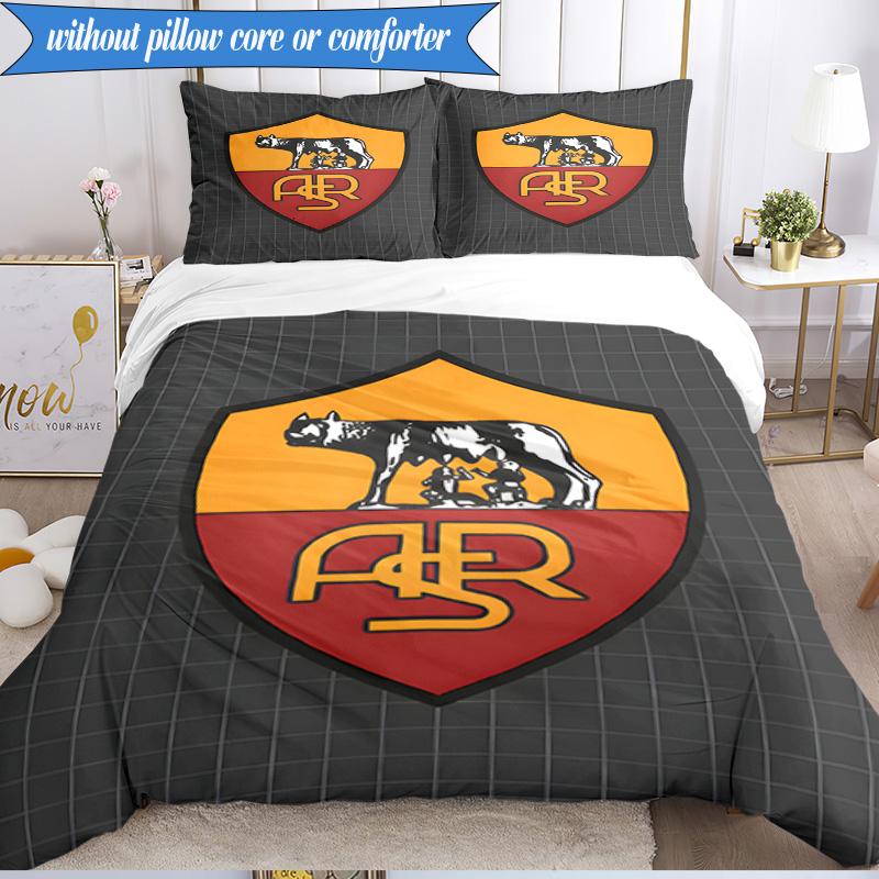 3PCS Rome Wolf Football club Printed Soft Bedding Set,Including 1pc Duvet Cover And 2pcs Pillowcases Perfect for Bedroom, Dormitory, Fan gift