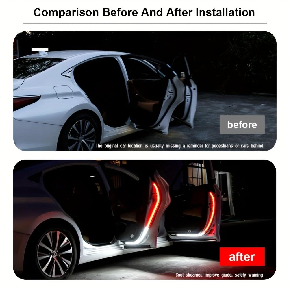 2 Pack 47 Inch Dual Color LED Car Door Warning Lights Flexible Safety Strip for Anti-Collision