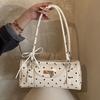 Zippered Polka Dot Shoulder Pillow Bag Stylish Polka Dot Underarm Bag With Lg Shoulder Strap Cute Bost Bag With Bow Design