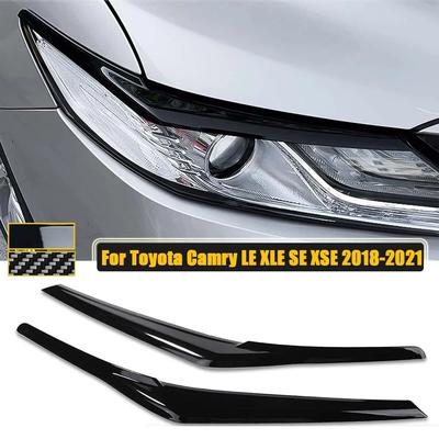 2PCS Front Headlight Eyelid Cover For Toyota Camry LE XLE SE XSE Eyebrows Sticker Trim 2018 2022 Car Accessories