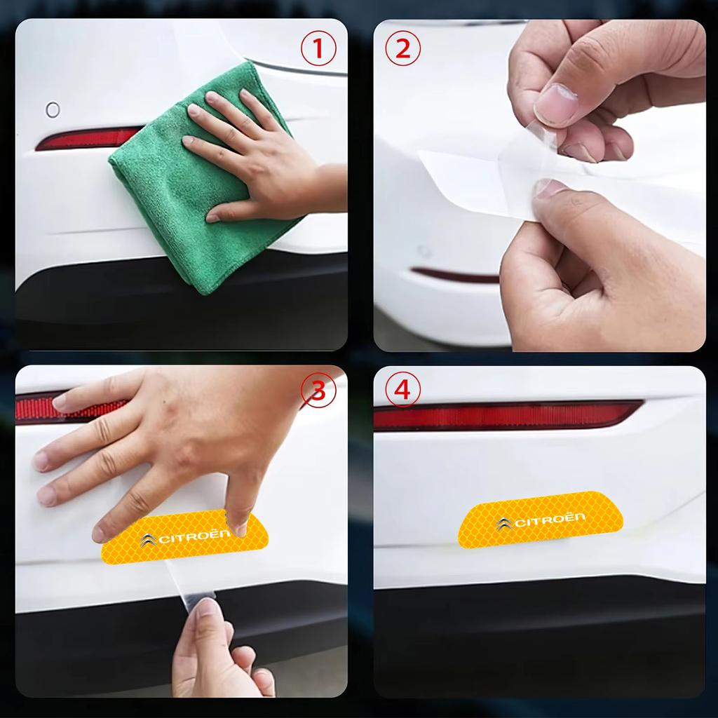 URXE5 4PCS Car Stickers Door Opening Reflective Warning Sticker For Citroen C1 DS3 C2 C3 Vts C4 Saxo C4L C5 C6 C8 Xsara C3-XR Picasso