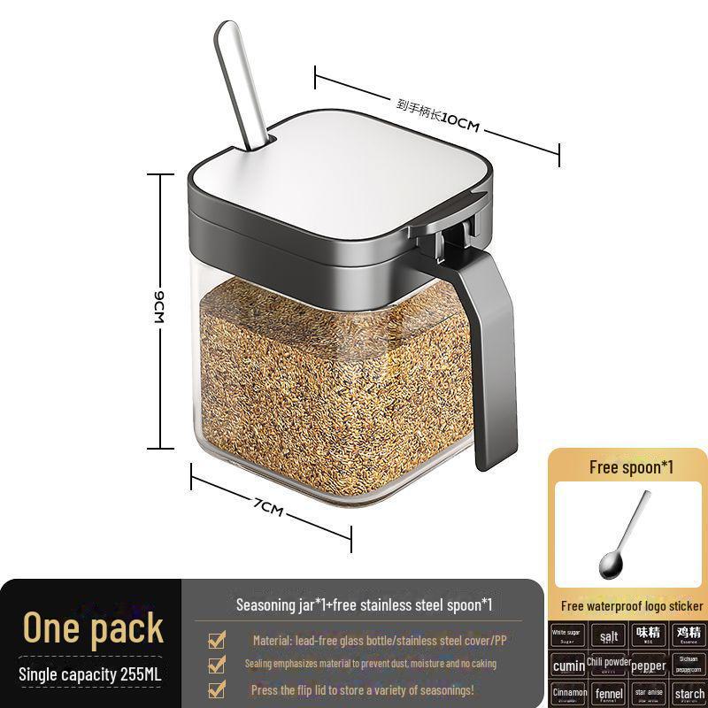 Wall-Mounted Multi-Grid Glass Spice Jar Set