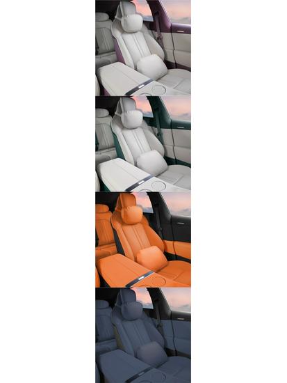 YU7 Headrest and Lumbar Support: Leather Memory Foam Neck Pillow and Lumbar Pad