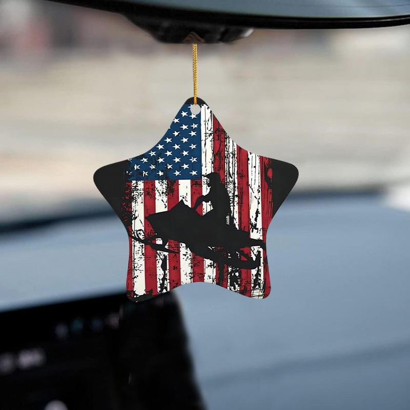 

2D День независимости в форме звезды, акриловое автомобильное зеркало, подвесной орнамент, брелок для рюкзака, подвеска, елочные украшения, многофункциональные подвески для домашнего декора