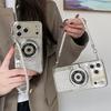 Diamond Camera Pattern Short Hand Rope Phone Case For iPhone 17 16 15 14 13 12 11 Pro Max Soft Shockproof Silicone Cover Girls