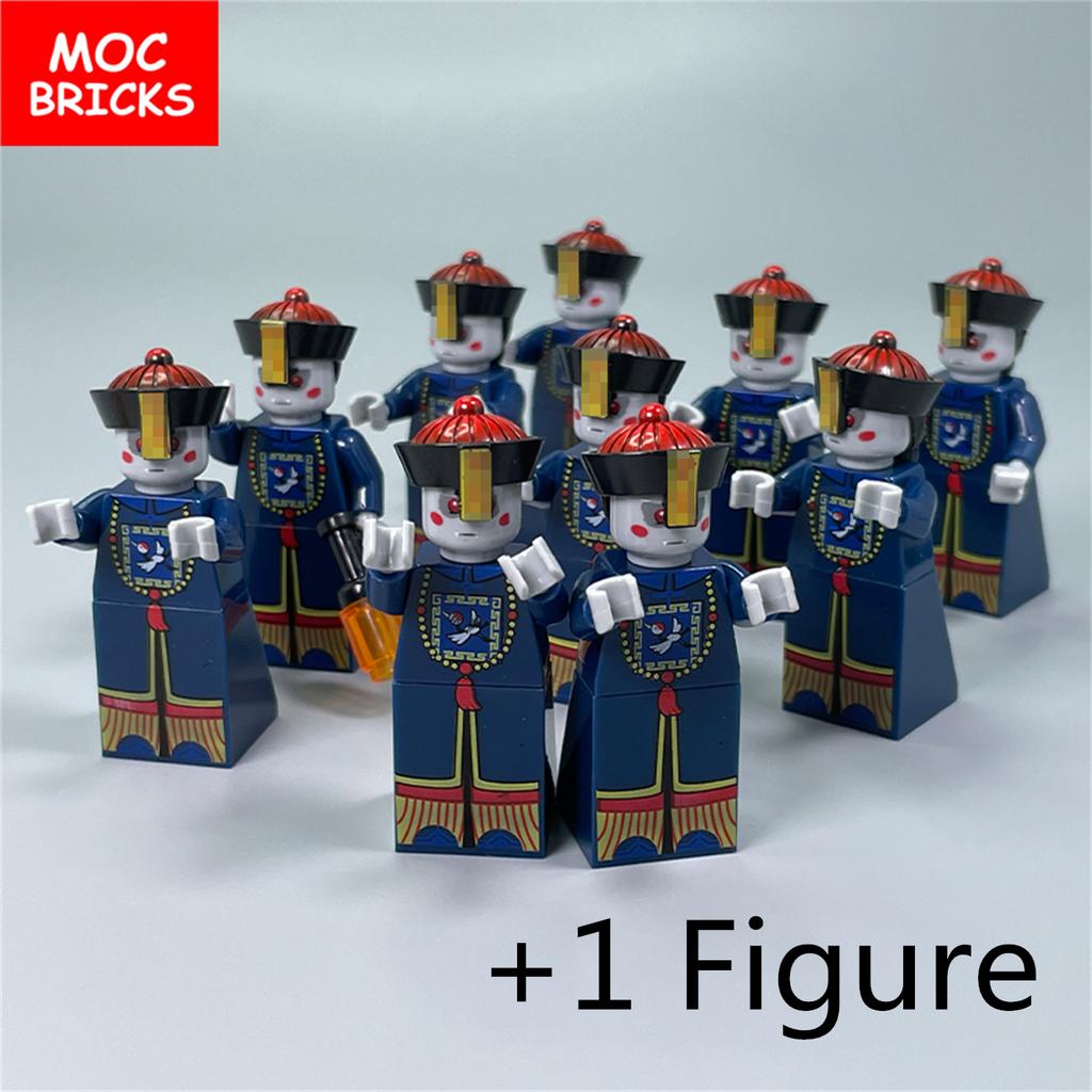 MOC Blocks Zombie Chinese Culture Coffin Halloween Model Action Figure Assembled Construction Bricks Plastic Material Dolls Playthings