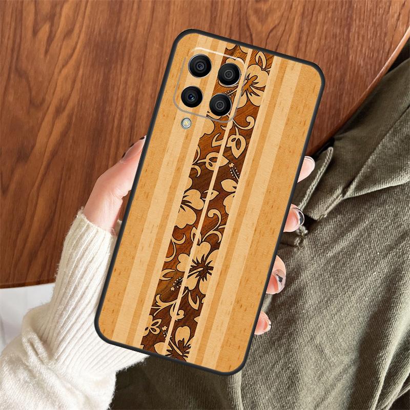 Beach Hawaiian Faux Koa Wood Case For Samsung Galaxy M14 M34 M54 M12 M32 M52 M15 M11 M13 M06 M16 M36 M56 M31 M53 M35 M55