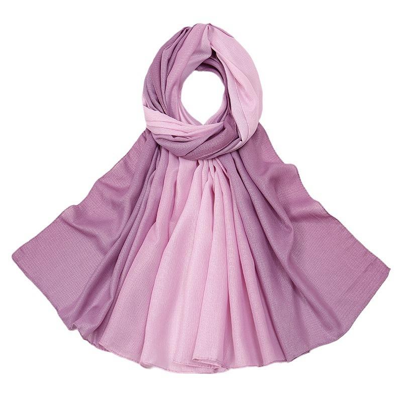 - Popular Gradual Change Color Matching Long Scarf New Bright Polyester Scarf Malaysia Indonesia Women'S Headscarf