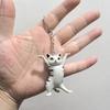Creative Cat Pen Holder Keychain Cute Desk Decor Cat Figurine Key Ring Couple Family Keychain Pendant