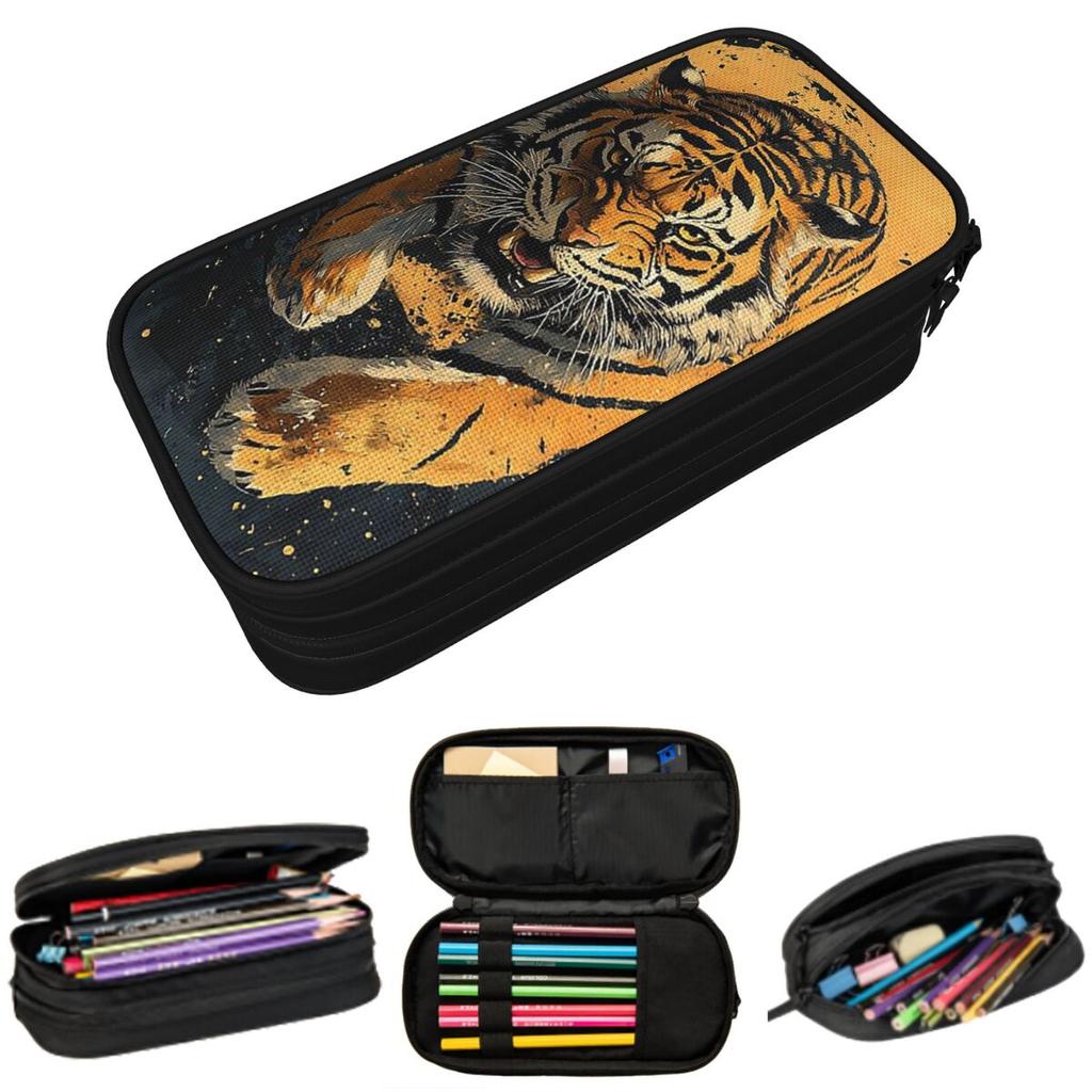 Regal Tiger And Lightning Print Pencil Case for Boys Girls School Pen Box Pencil Bag Stationery Supplies Pen Holder Bag