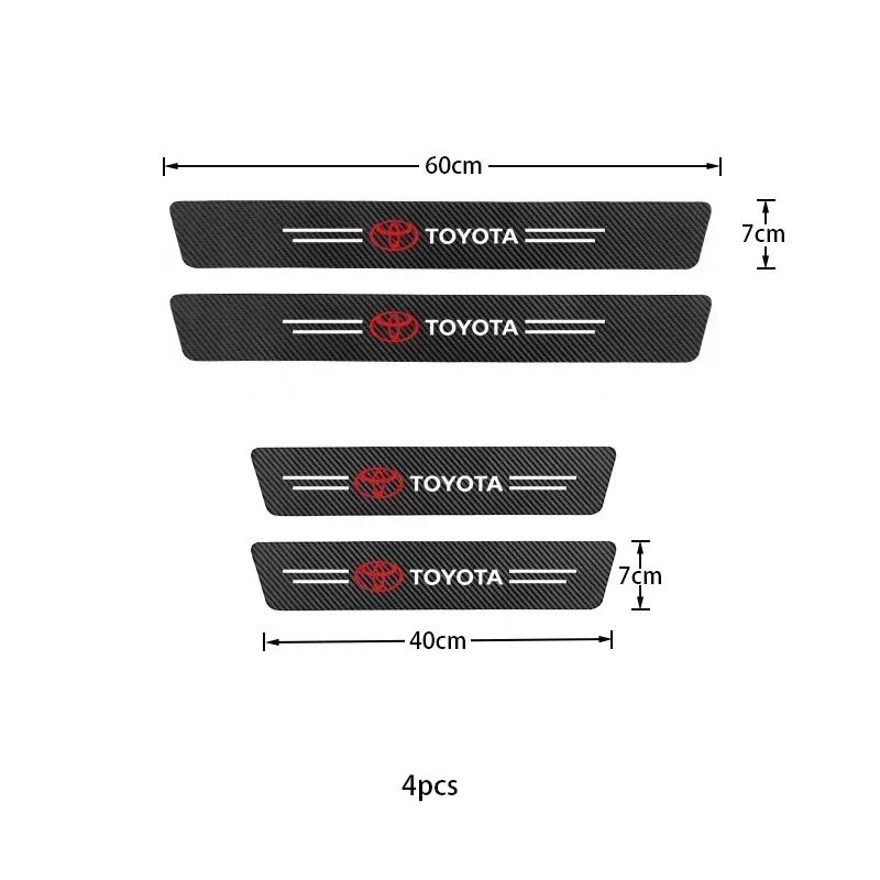Carbon Fiber Door Sill Protector Stickers for Toyota Corolla RAV4 Camry Yaris Land Cruiser Prado Anti-Scratch Car Logo Decals