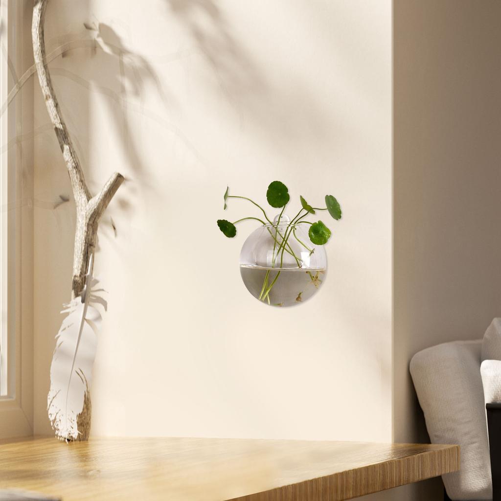 Hanging Hydroponic Vase Clear Glass Wall Mounted Terrarium for Lucky Bamboo Plant Propagation Small Fish Bowl Indoor Decor
