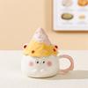 Cartoon Ice Cream Cone Ceramic Mug with Lid
