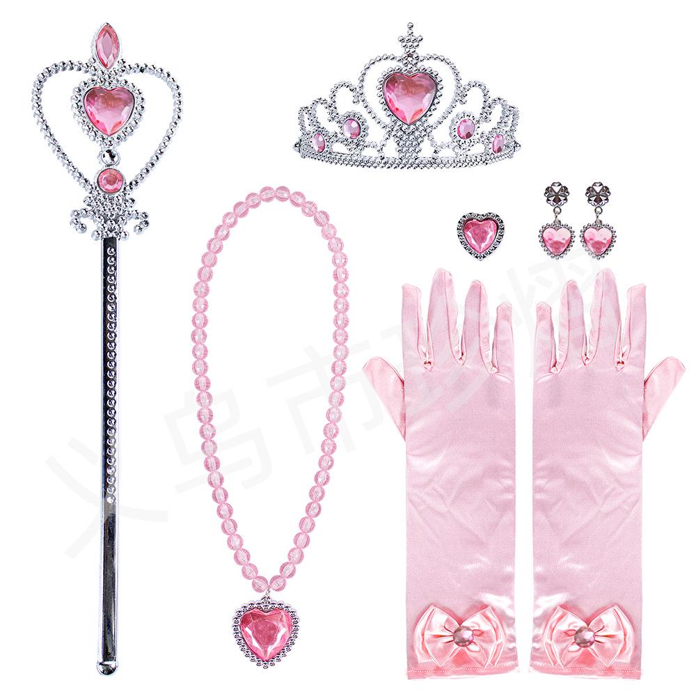 Elsa-Inspired Frozen Princess Accessory Set: Crown, Magic Wand, Necklace, Gloves, and Ring