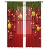 Christmas Balls And Fir Tree Branches Tulle Curtains For Living Room Bedroom Chiffon Sheer Voile Kitchen Curtain