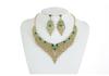 Alloy Clavicle Chain Crystal Gem Necklace & Earring Set - European & American Retro Evening Party Accessories