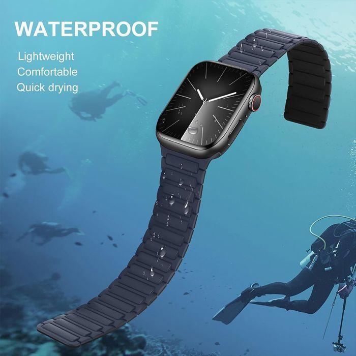 Bracelet for Apple Watch Series Ultra 1/2, 10, 9 8 SE 7 6 5 4 3 2 1 42mm-44mm-45mm-46mm-49mm Silicone Magnetic Navy Blue