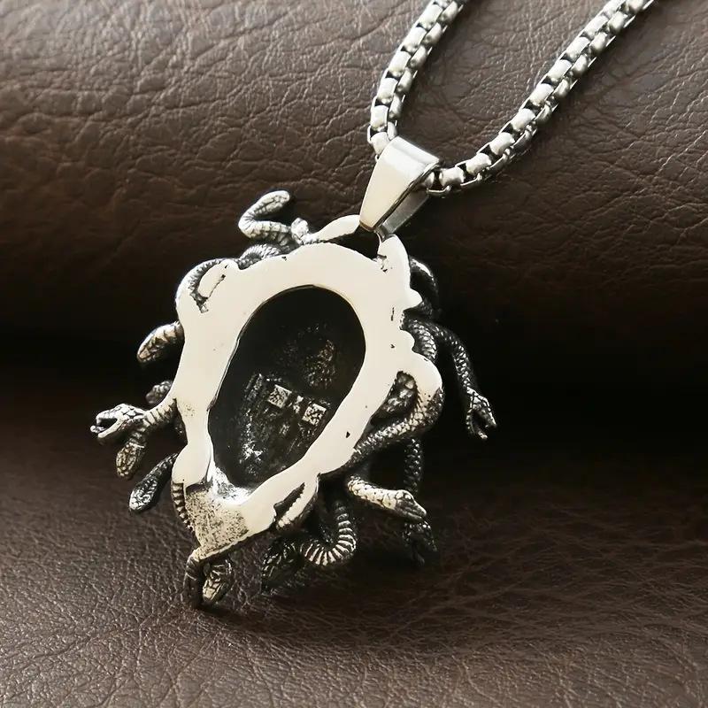 Punk Retro Griechische Mythologie Medusa Verschlungene Schlange Anhänger Halskette Ostern Halloween Modeschmuck Unisex