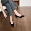 Nude Inner Height Increase Low Heel Single Shoes Women's Spring New Pointed Head Shallow Mouth Patent Leather Flat Bottom Professional Work Shoe List