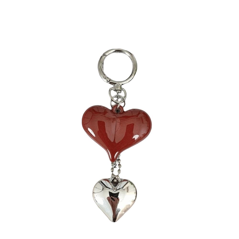 Acrylic Red Bow Keychain Circle Clip Purse Accessory Cute Bag Charm New Year