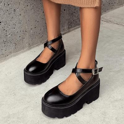 Buty dla studentki Dziewczęce Buty LOLITA Uniforma Platforma ze Skóry PU Pasek na Kostkę Damskie Czółenka Cosplay Mary Jane dla Kobiet