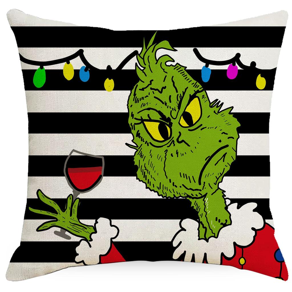 Christmas Happy Throw Pillow Cover, 18 X 18 Inch, Winter Holiday Cushion Cover Sofa Decor