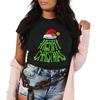 Cute Christmas Tree Merry Christmas Printed Pattern Tshirt Short Sleeve Round Neck Versatile Womens Tshirt